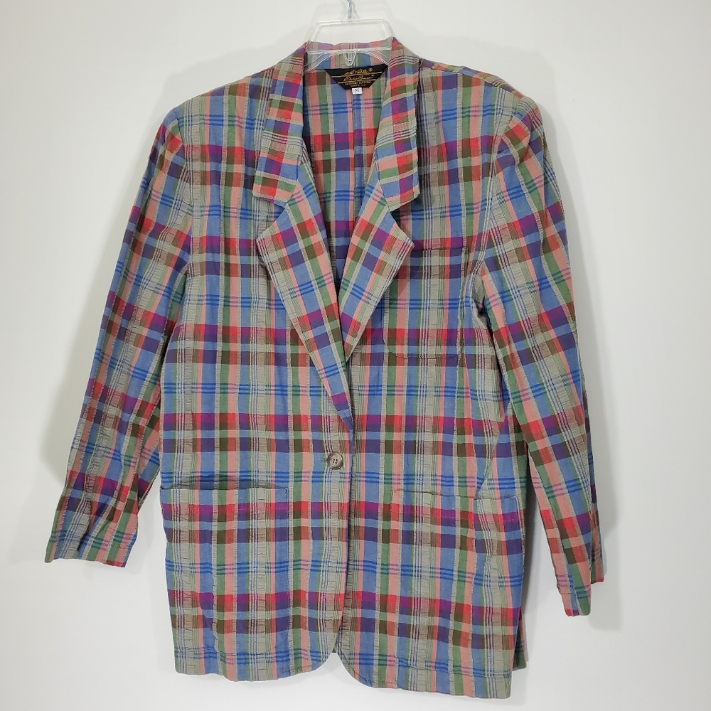 Eddie Bauer Cotton Plaid Jacket, Size Medium